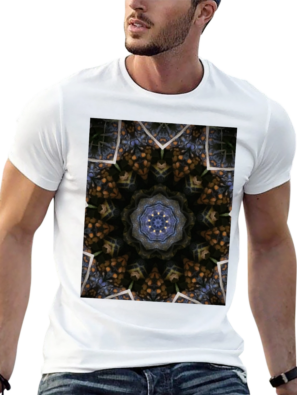Kaleidoscope Pattern Black T-Shirt