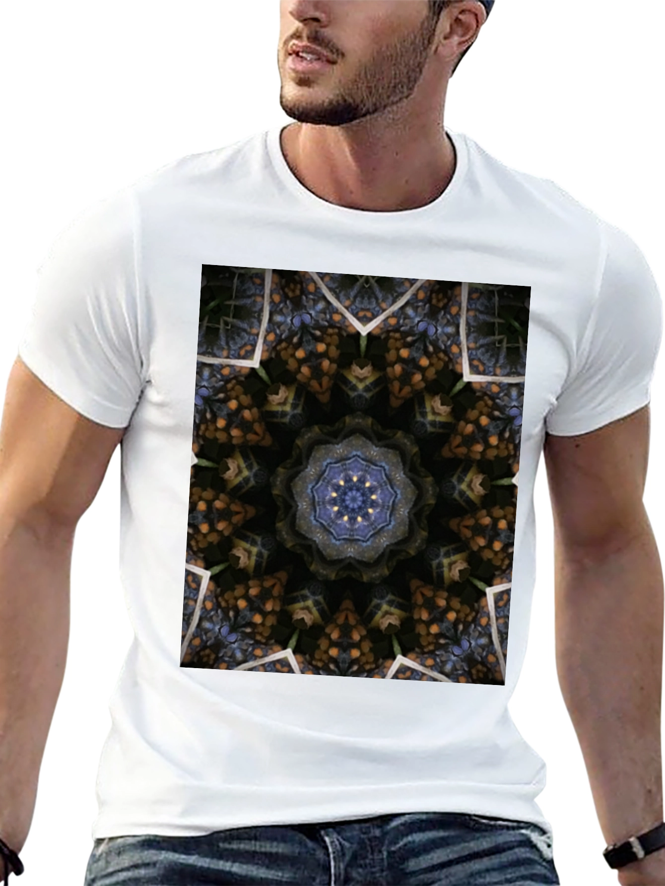 Kaleidoscope Pattern Black T-Shirt