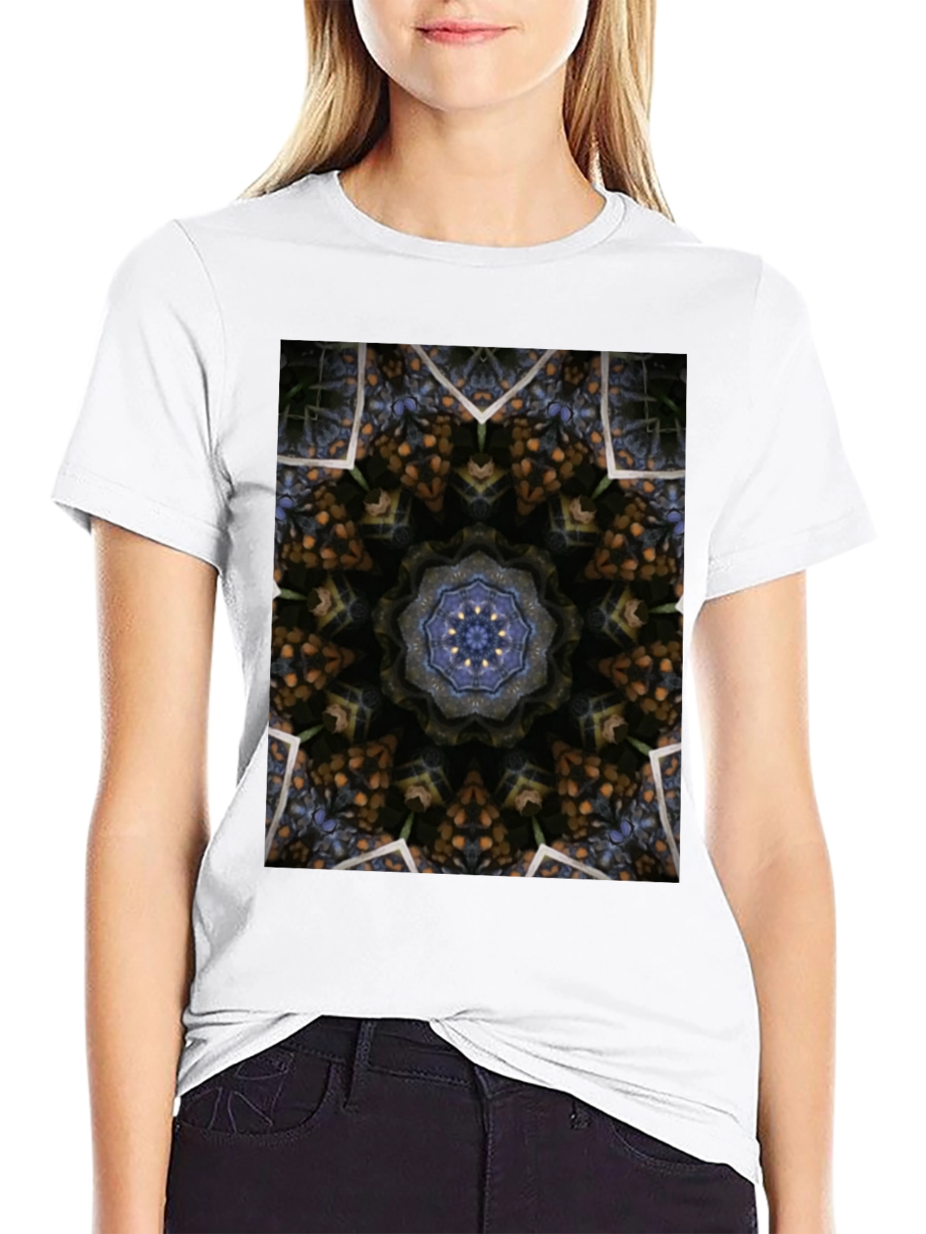 Kaleidoscope Pattern Black T-Shirt