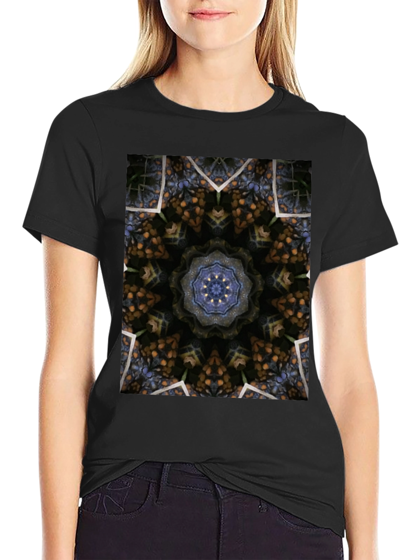 Kaleidoscope Pattern Black T-Shirt