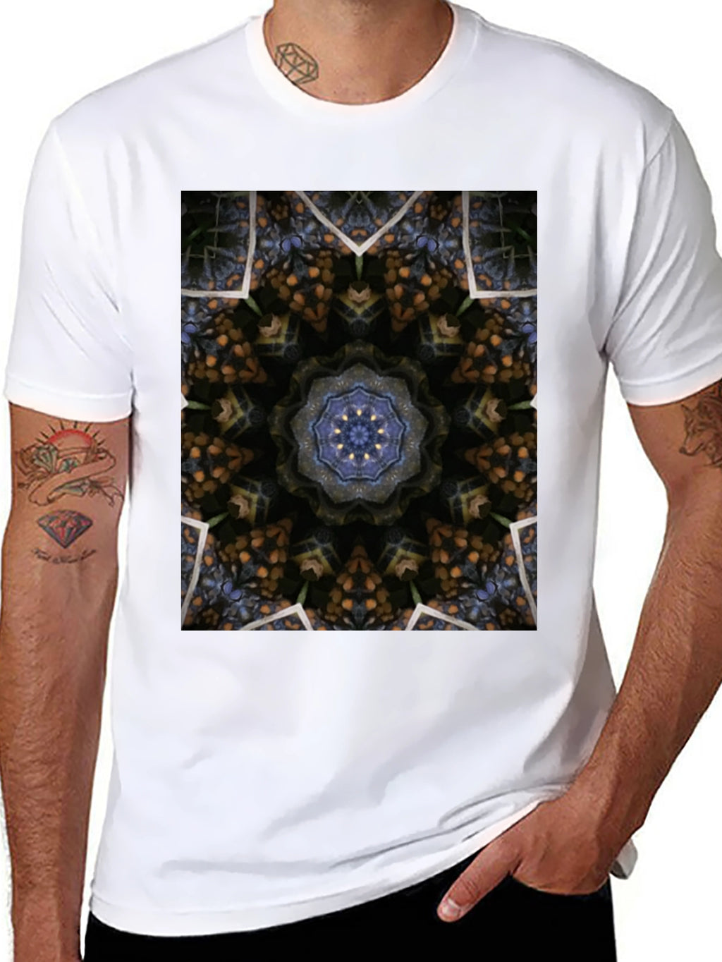 Kaleidoscope Pattern Black T-Shirt