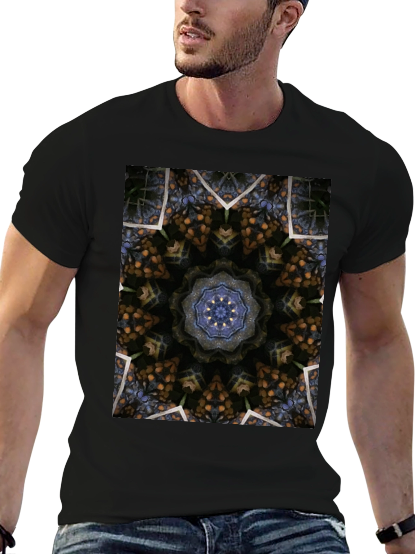 Kaleidoscope Pattern Black T-Shirt