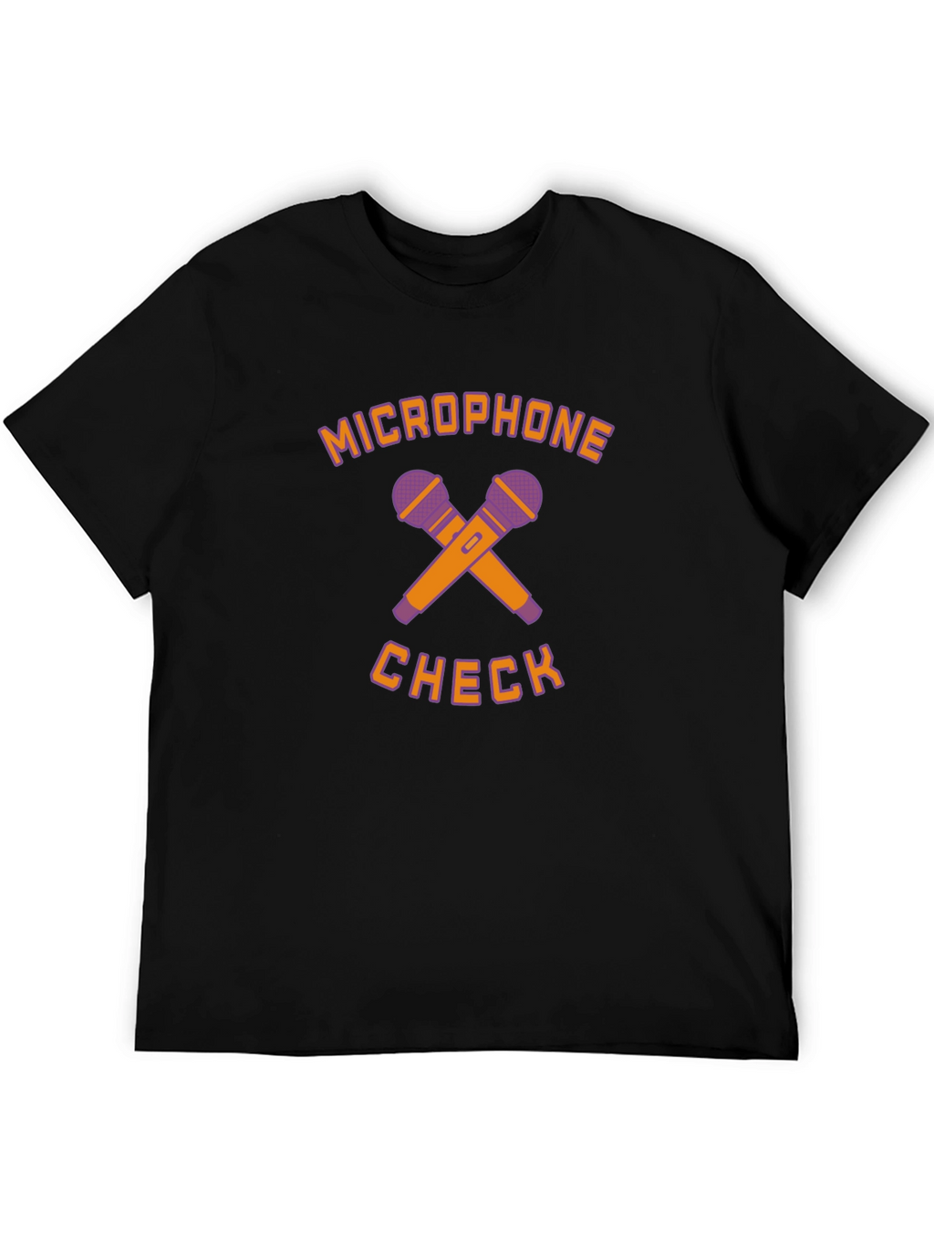 Microphone Check Graphic Print Black T-Shirt