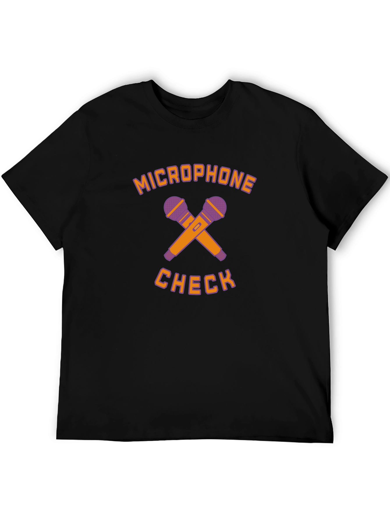 Microphone Check Graphic Print Black T-Shirt