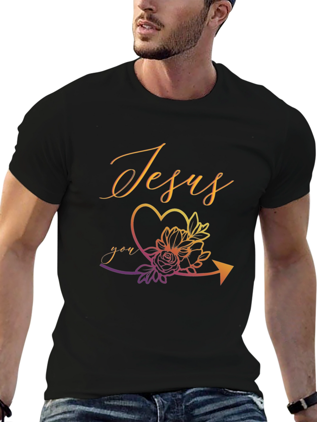 Jesus You Arrow Heart T-Shirt Graphic Tee