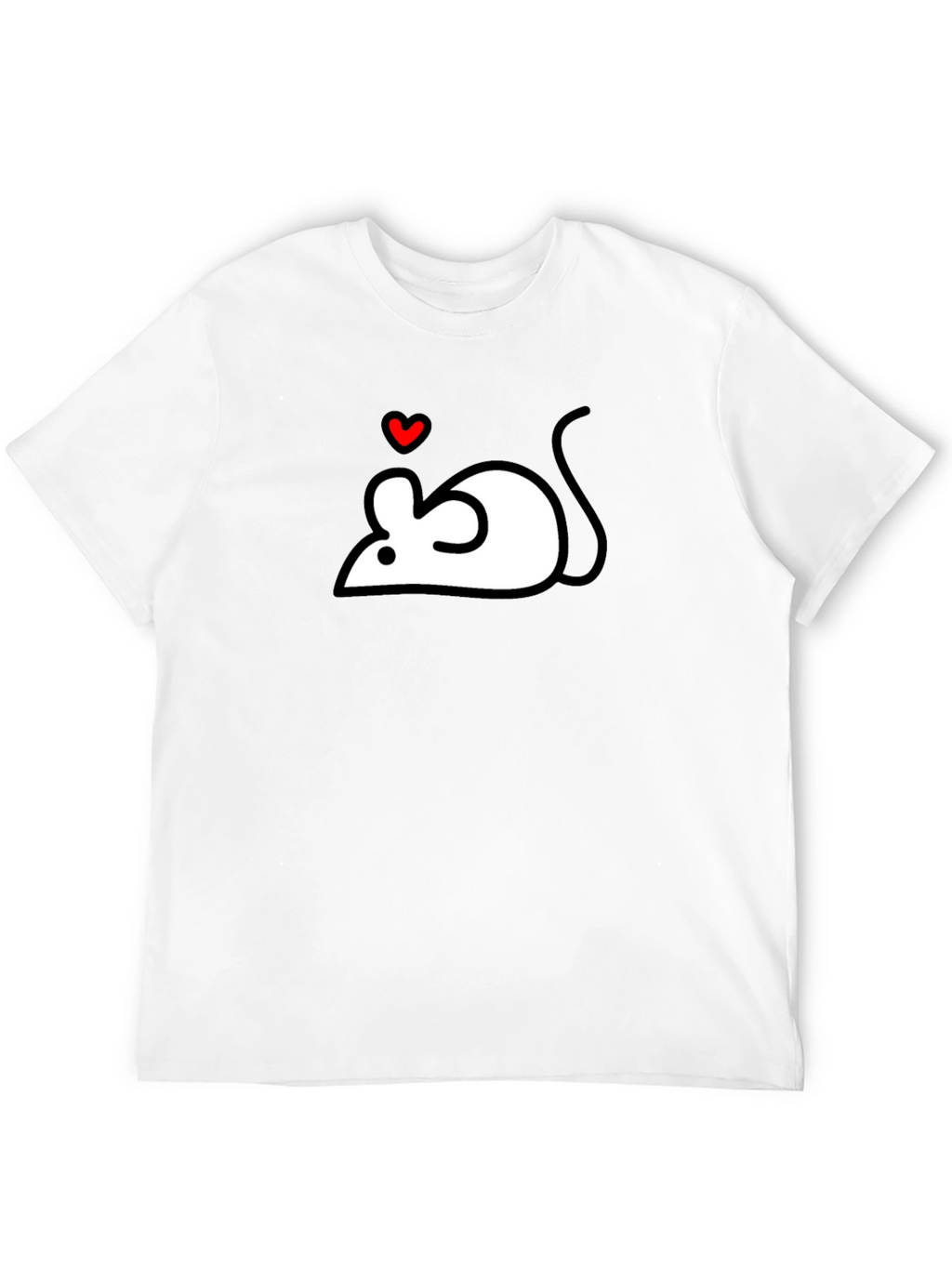 Cute Mouse Heart Graphic Black T-Shirt