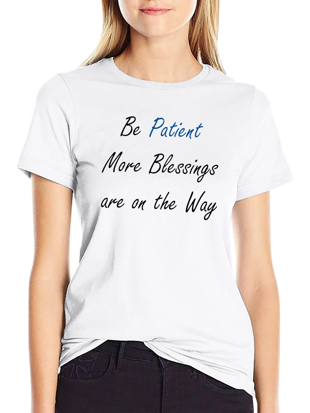 Be Patient Black Tee - Inspirational Message
