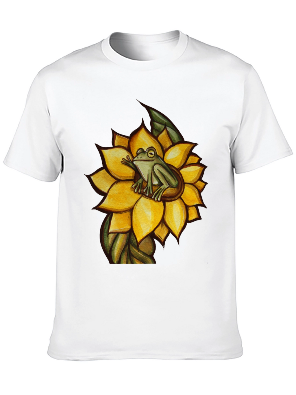Frog on Sunflower Graphic T-Shirt