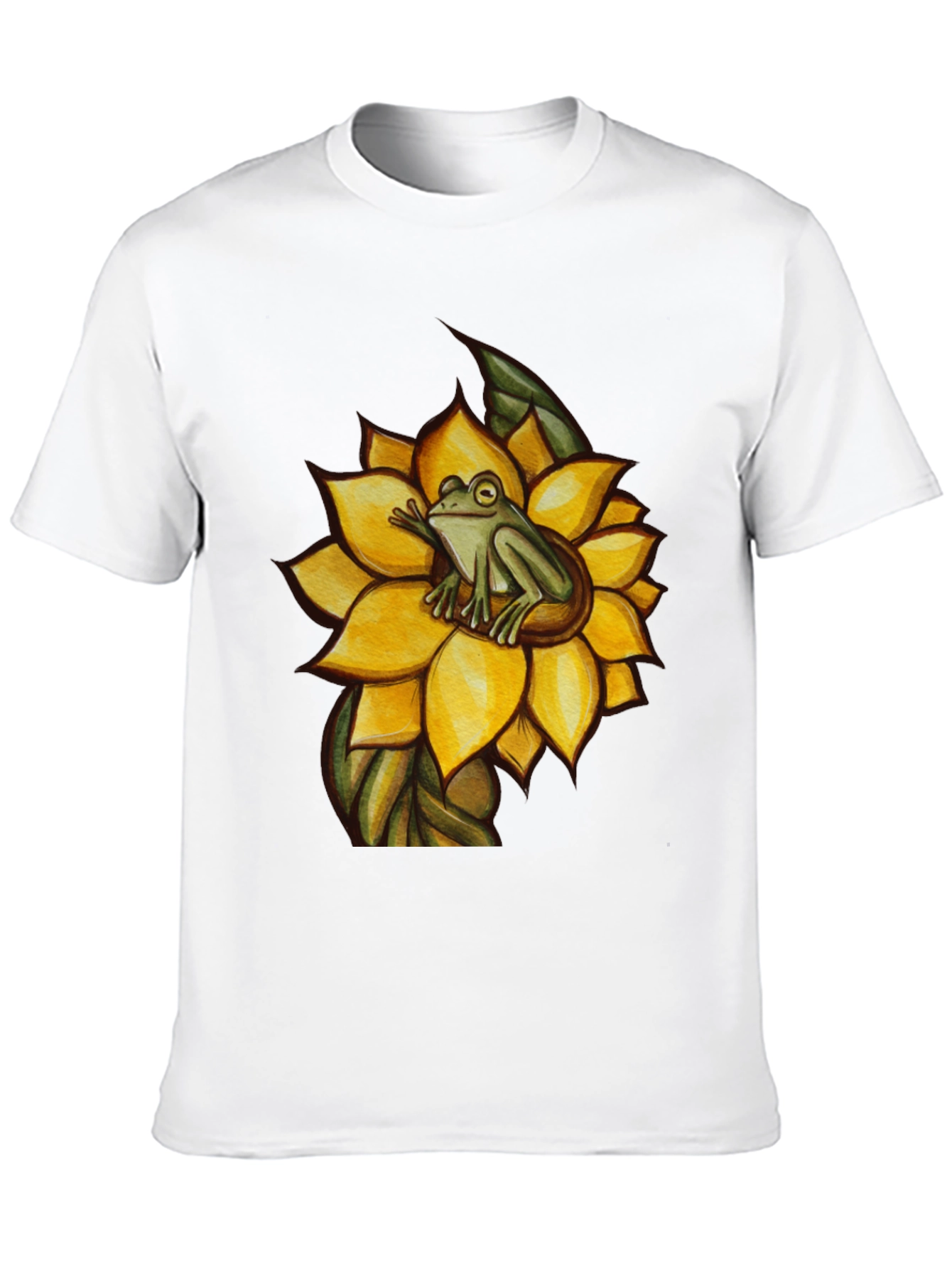 Frog on Sunflower Graphic T-Shirt