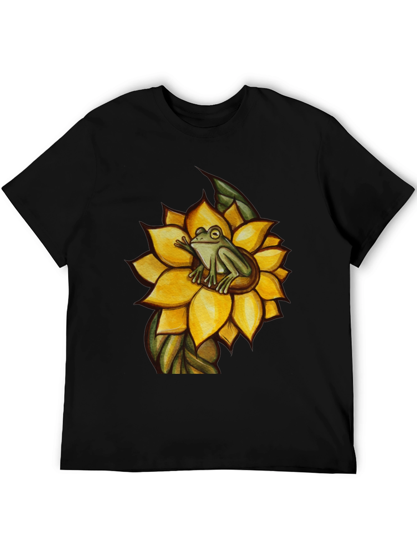 Frog on Sunflower Graphic T-Shirt