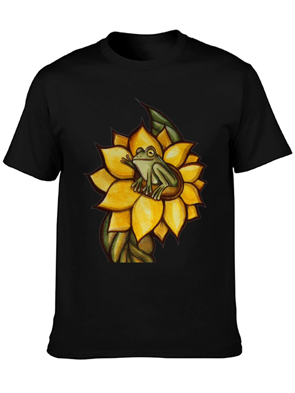 Frog on Sunflower Graphic T-Shirt