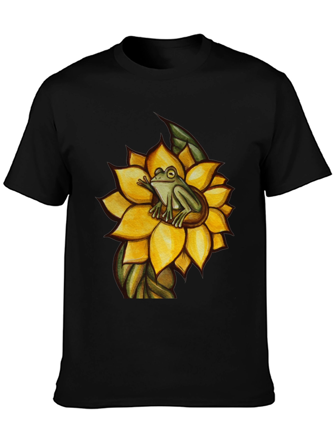 Frog on Sunflower Graphic T-Shirt