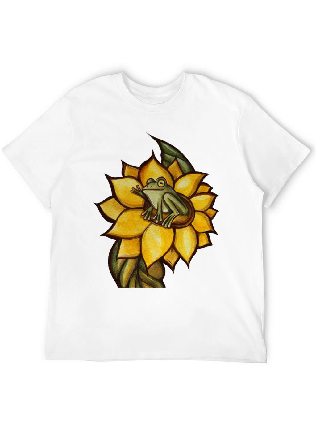 Frog on Sunflower Graphic T-Shirt