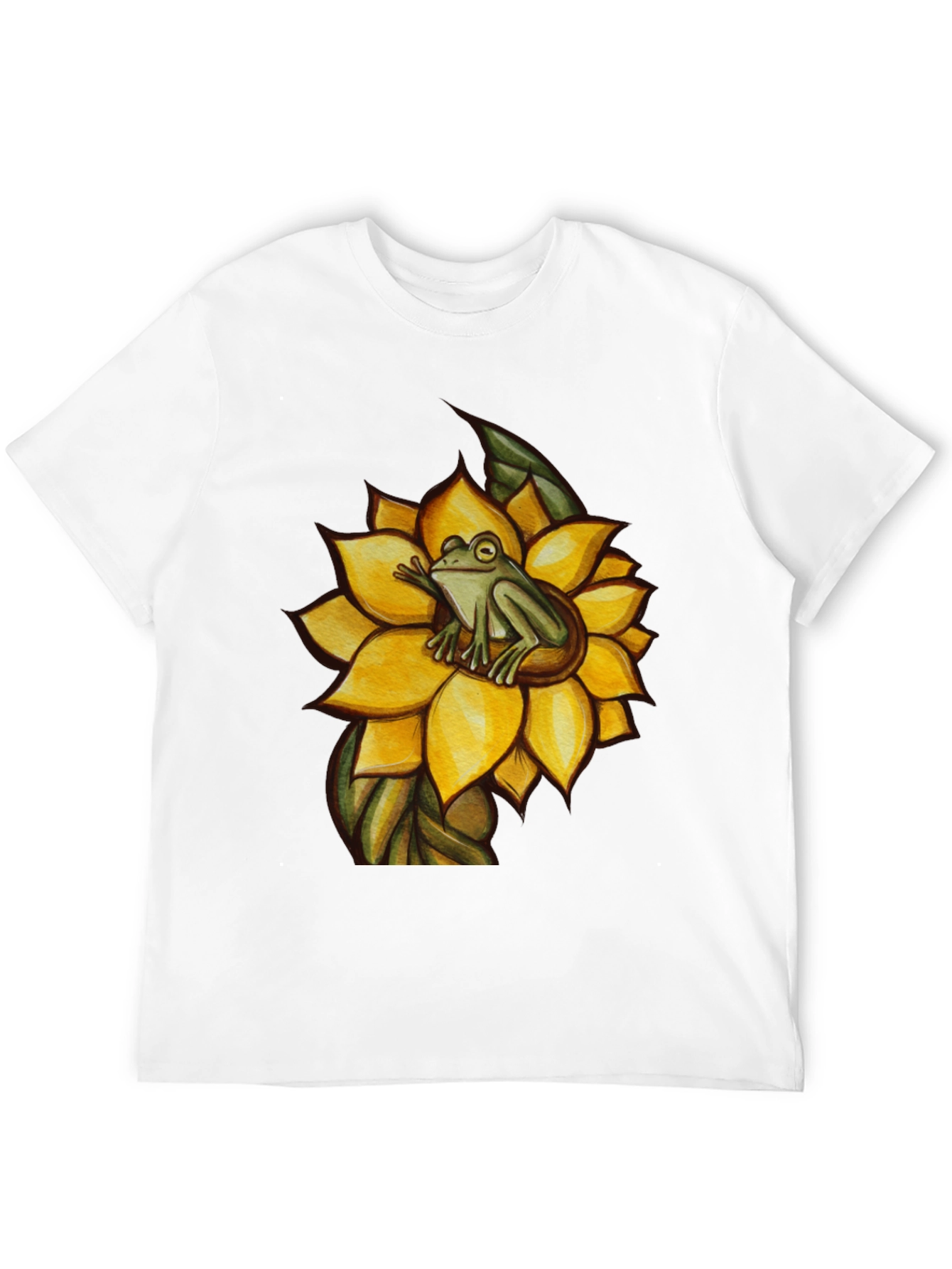 Frog on Sunflower Graphic T-Shirt