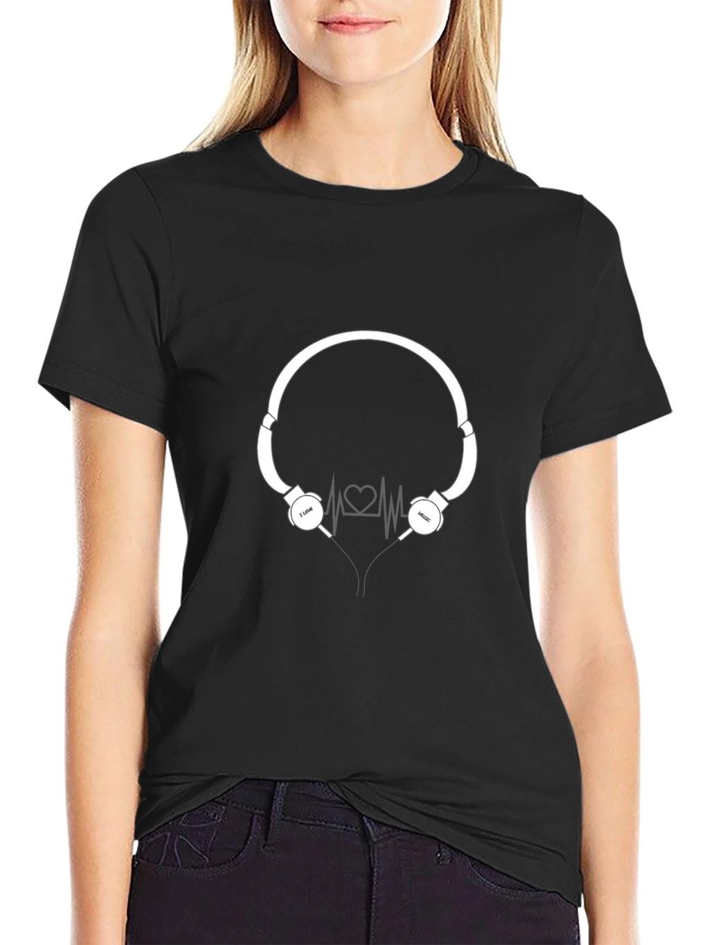 I Love Music Headphone Heartbeat T-Shirt