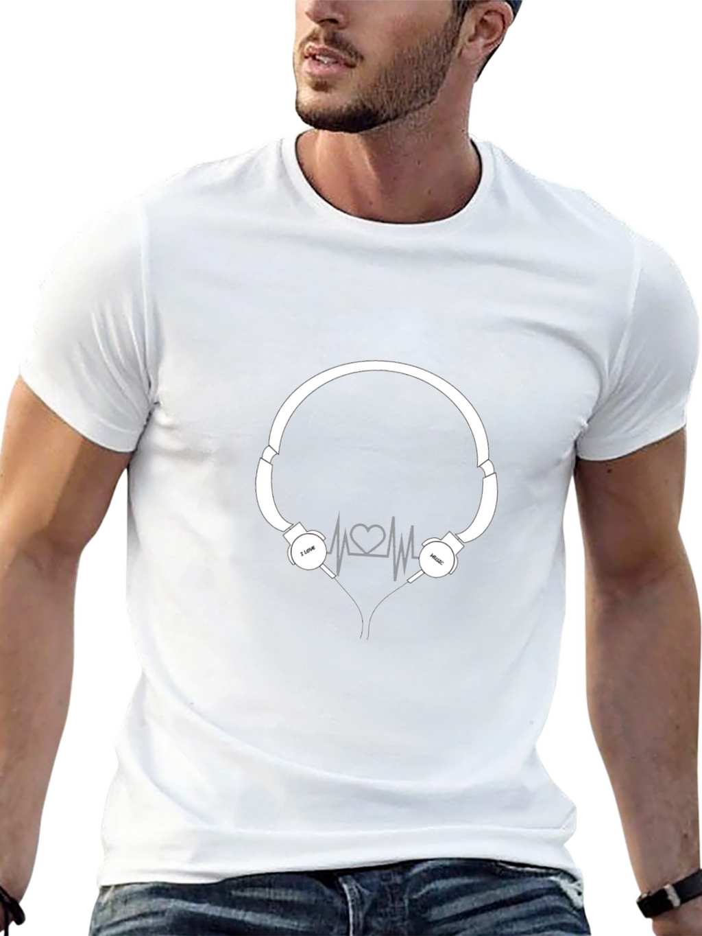 I Love Music Headphone Heartbeat T-Shirt