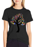 Abstract Tree Graphic Tee - Black Cotton Blend