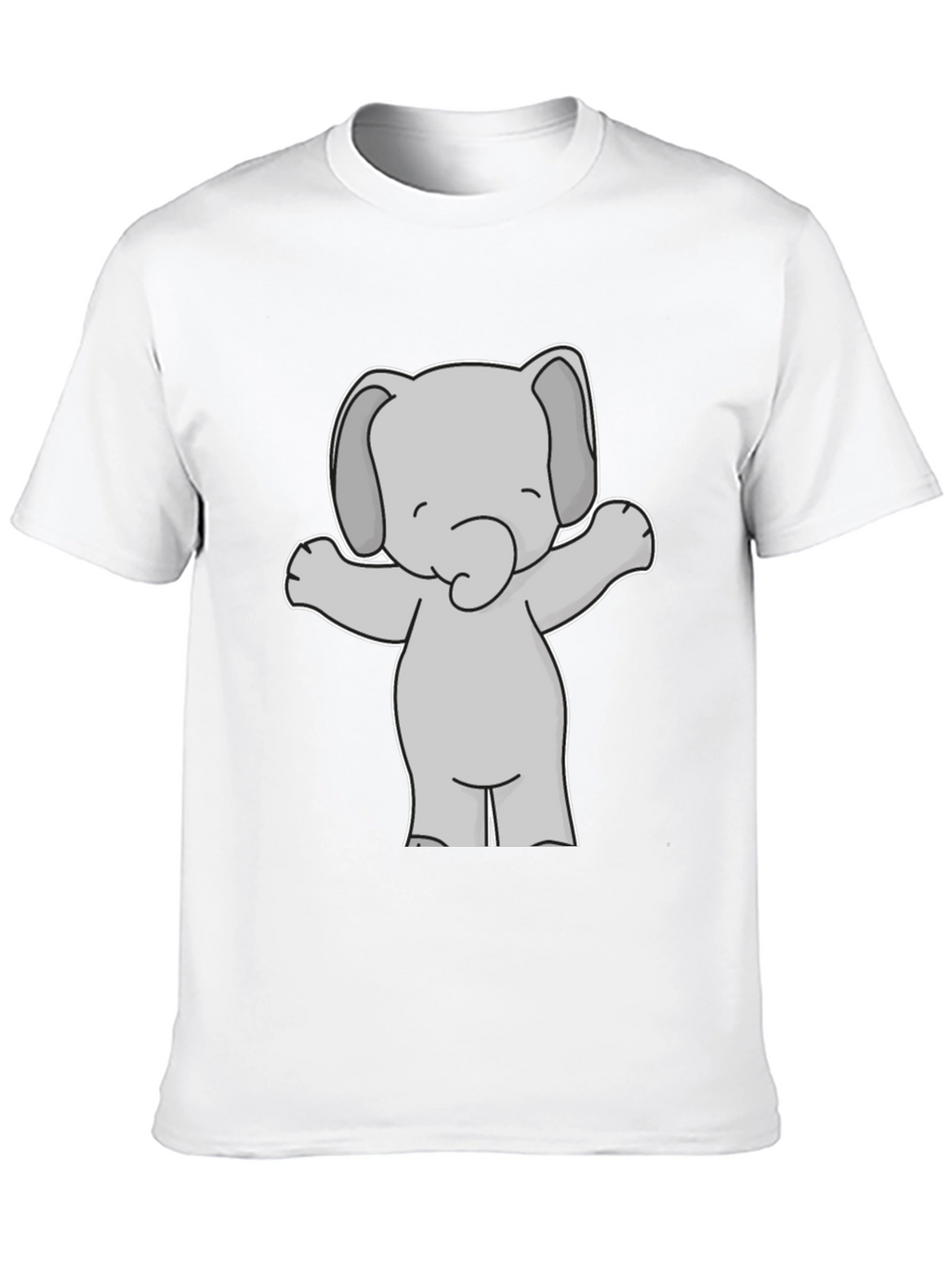 Cute Elephant Graphic Tee - Black Cotton T-Shirt