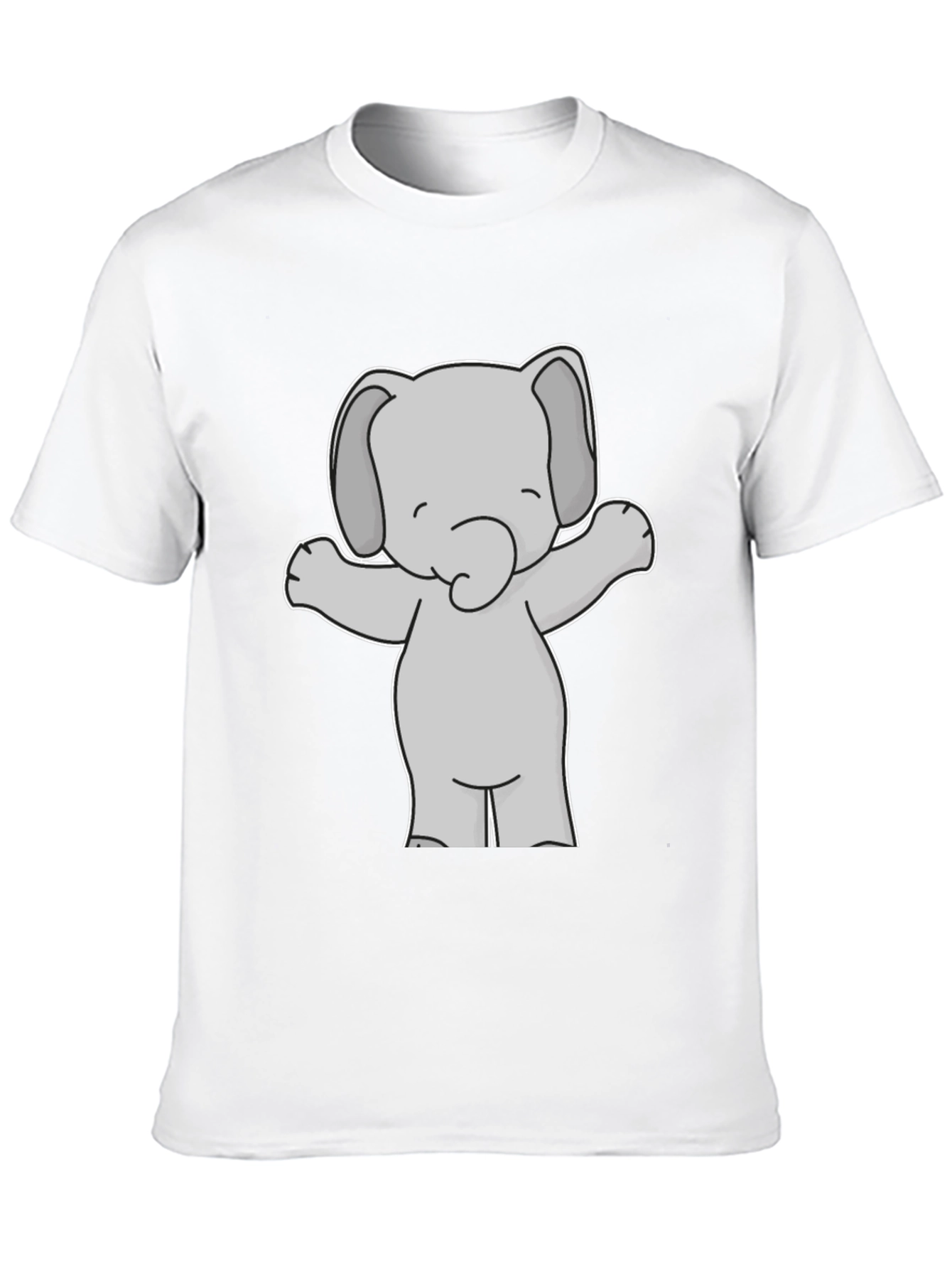 Cute Elephant Graphic Tee - Black Cotton T-Shirt