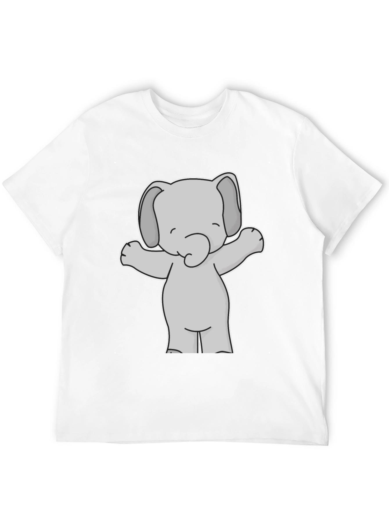 Cute Elephant Graphic Tee - Black Cotton T-Shirt