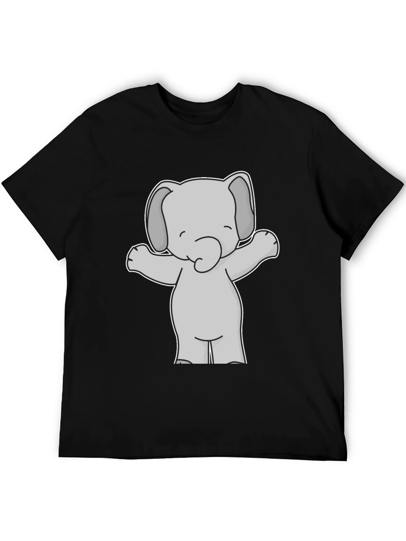 Cute Elephant Graphic Tee - Black Cotton T-Shirt