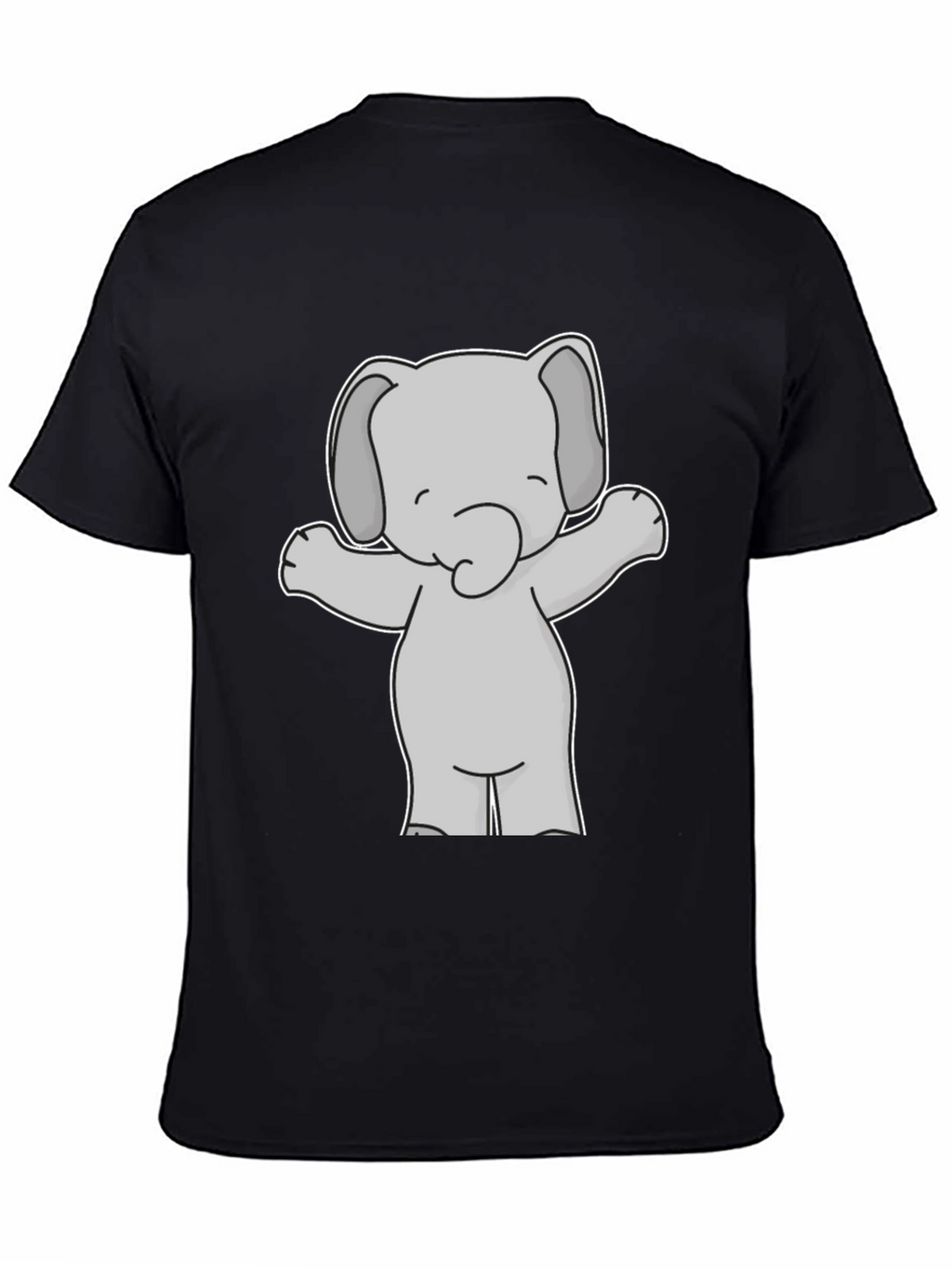 Cute Elephant Graphic Tee - Black Cotton T-Shirt