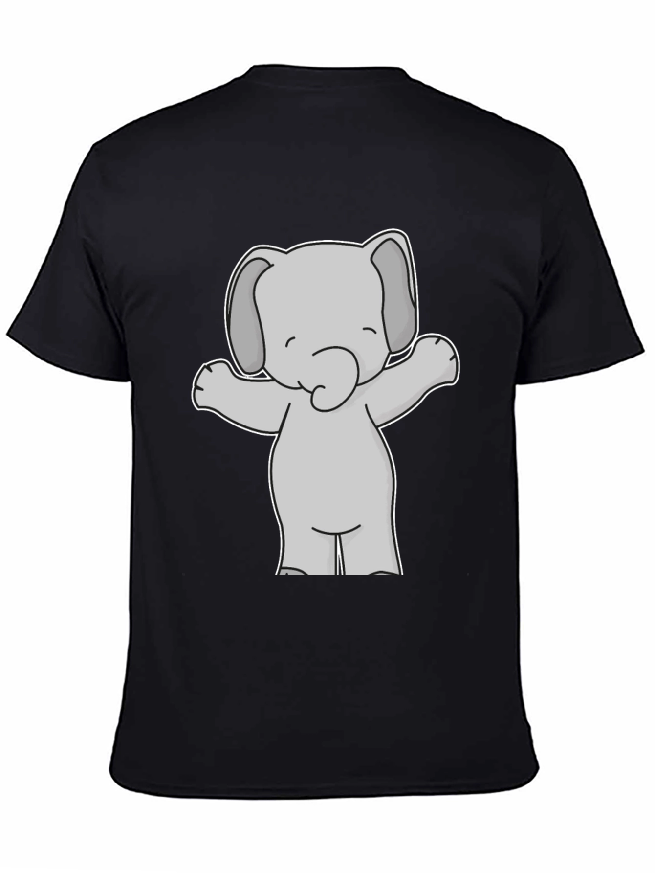Cute Elephant Graphic Tee - Black Cotton T-Shirt