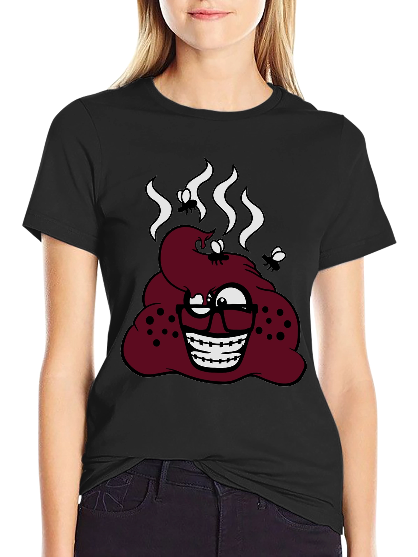 Novelty Poop Emoji Graphic T-Shirt