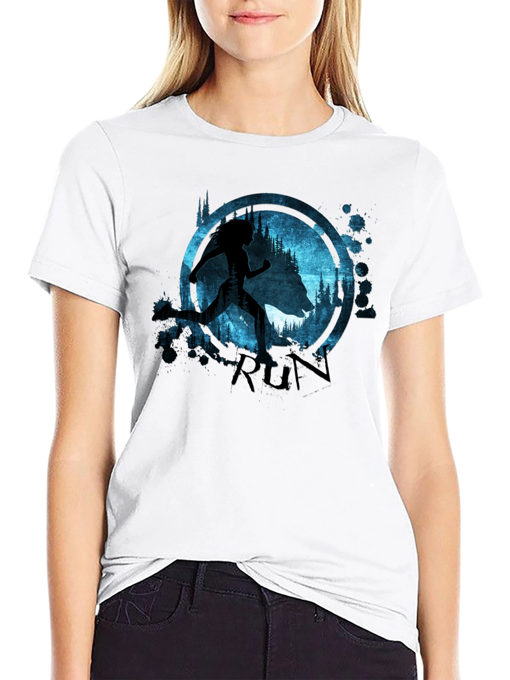 Run T-Shirt Wolf and Runner Graphic Tee