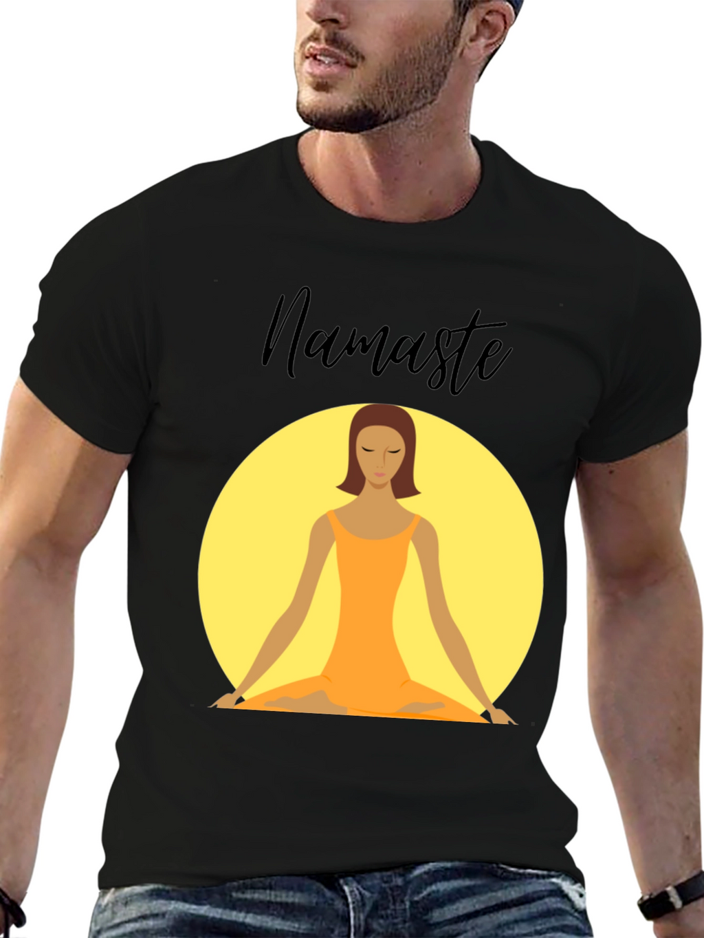 Namaste Yoga T-Shirt - Meditating Woman Design