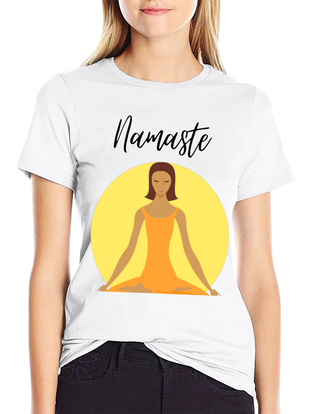 Namaste Yoga T-Shirt - Meditating Woman Design