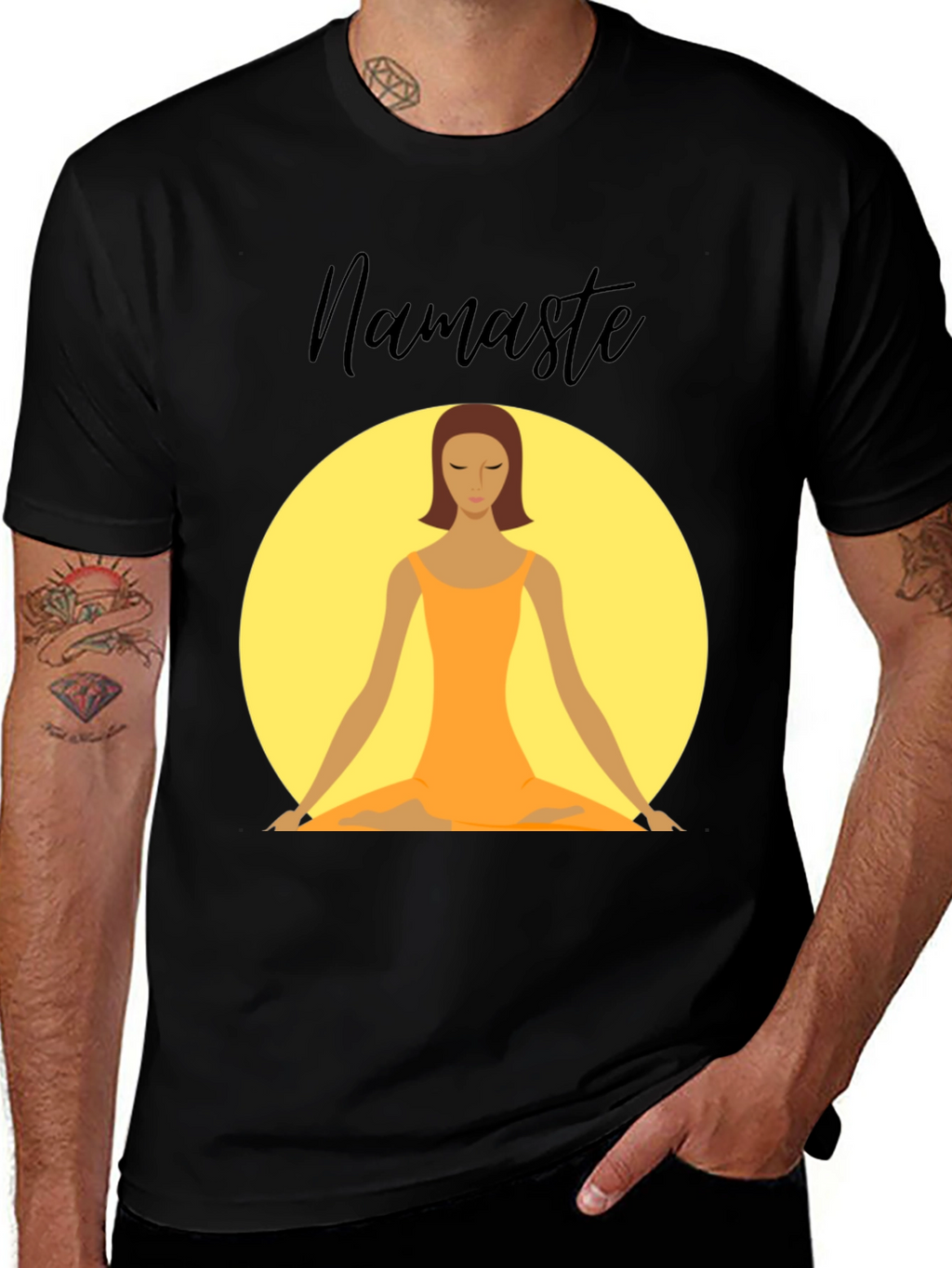 Namaste Yoga T-Shirt - Meditating Woman Design
