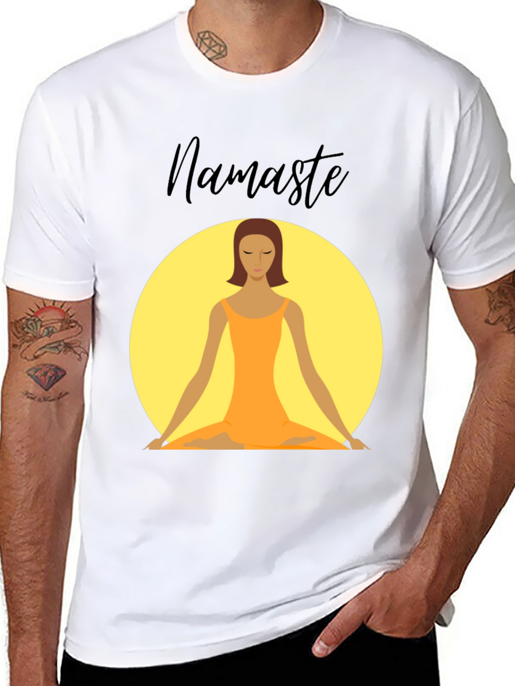 Namaste Yoga T-Shirt - Meditating Woman Design