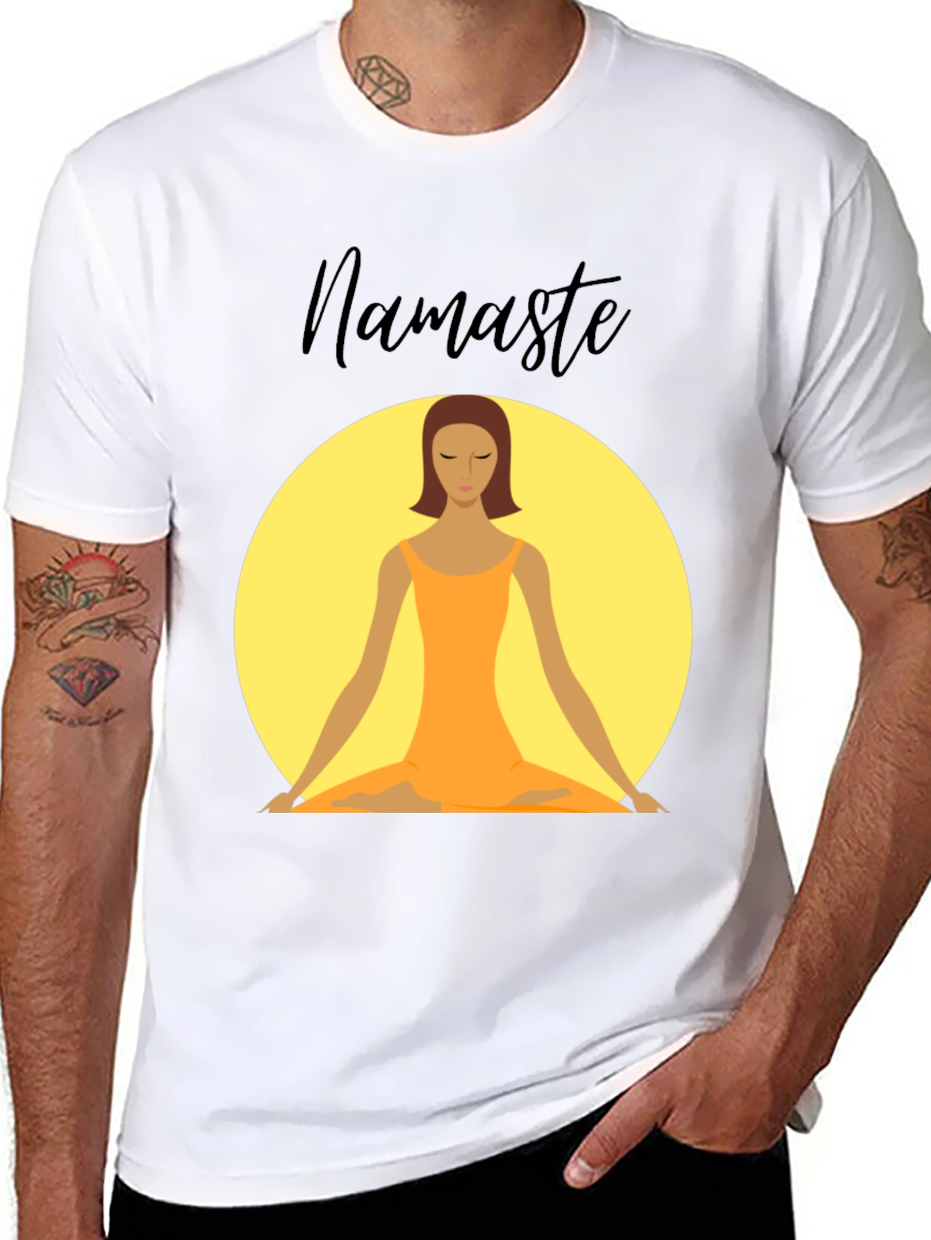 Namaste Yoga T-Shirt - Meditating Woman Design