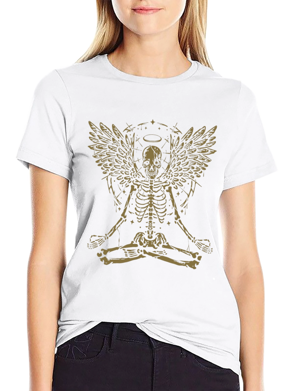 Skeleton Angel Meditation Graphic T-Shirt