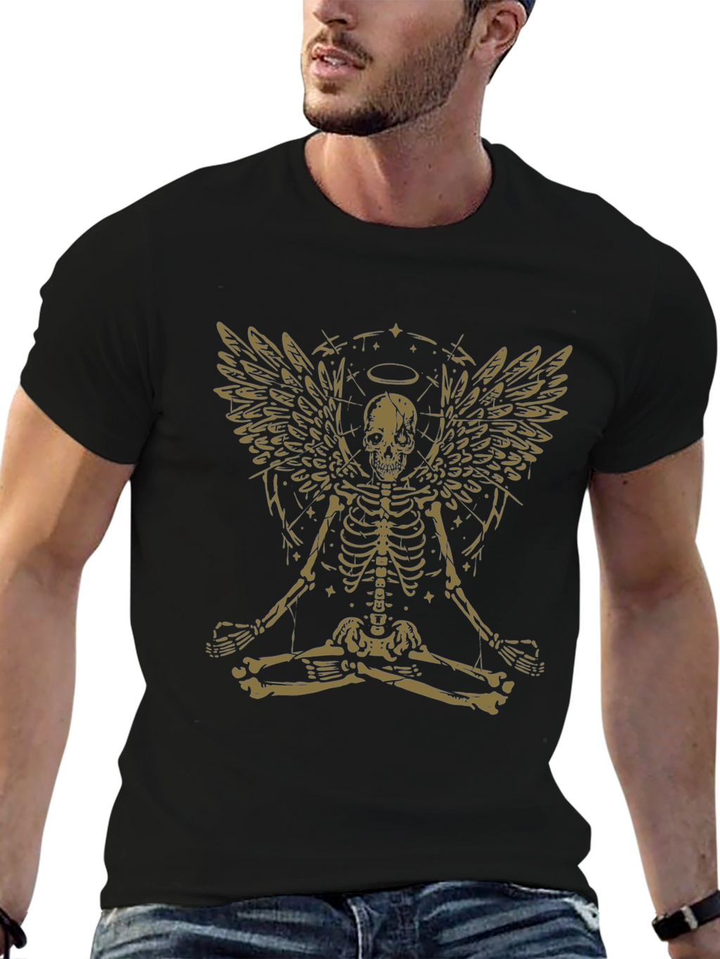 Skeleton Angel Meditation Graphic T-Shirt