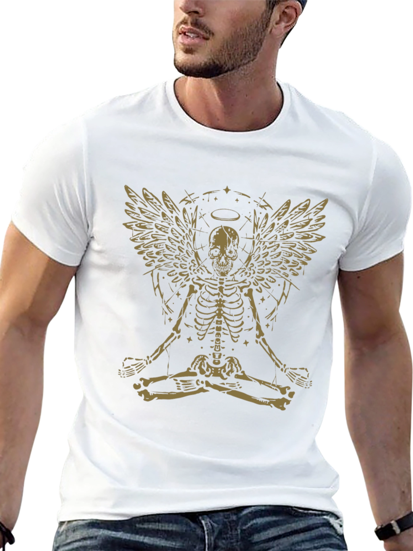 Skeleton Angel Meditation Graphic T-Shirt