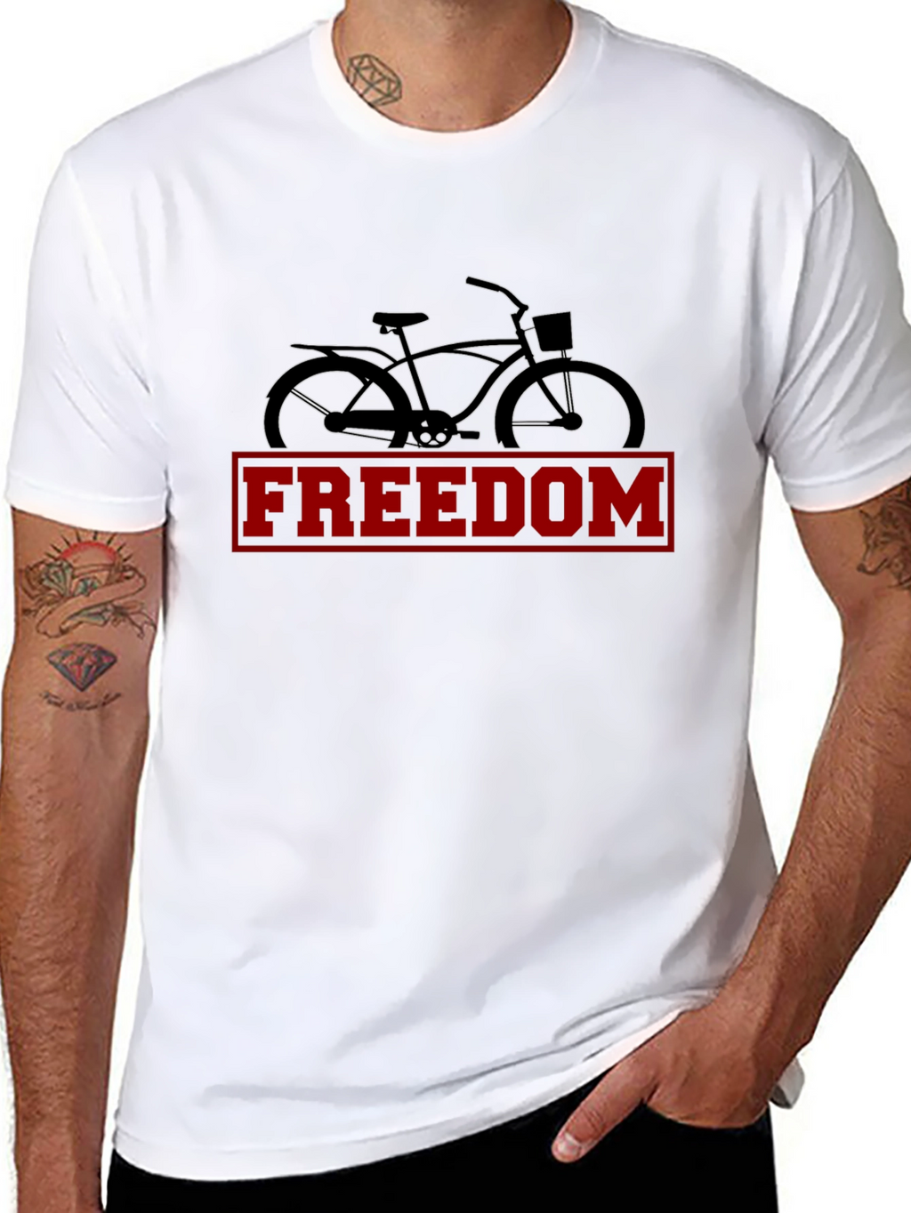 Freedom Bicycle Graphic Tee - Stylish Mens Black T-Shirt