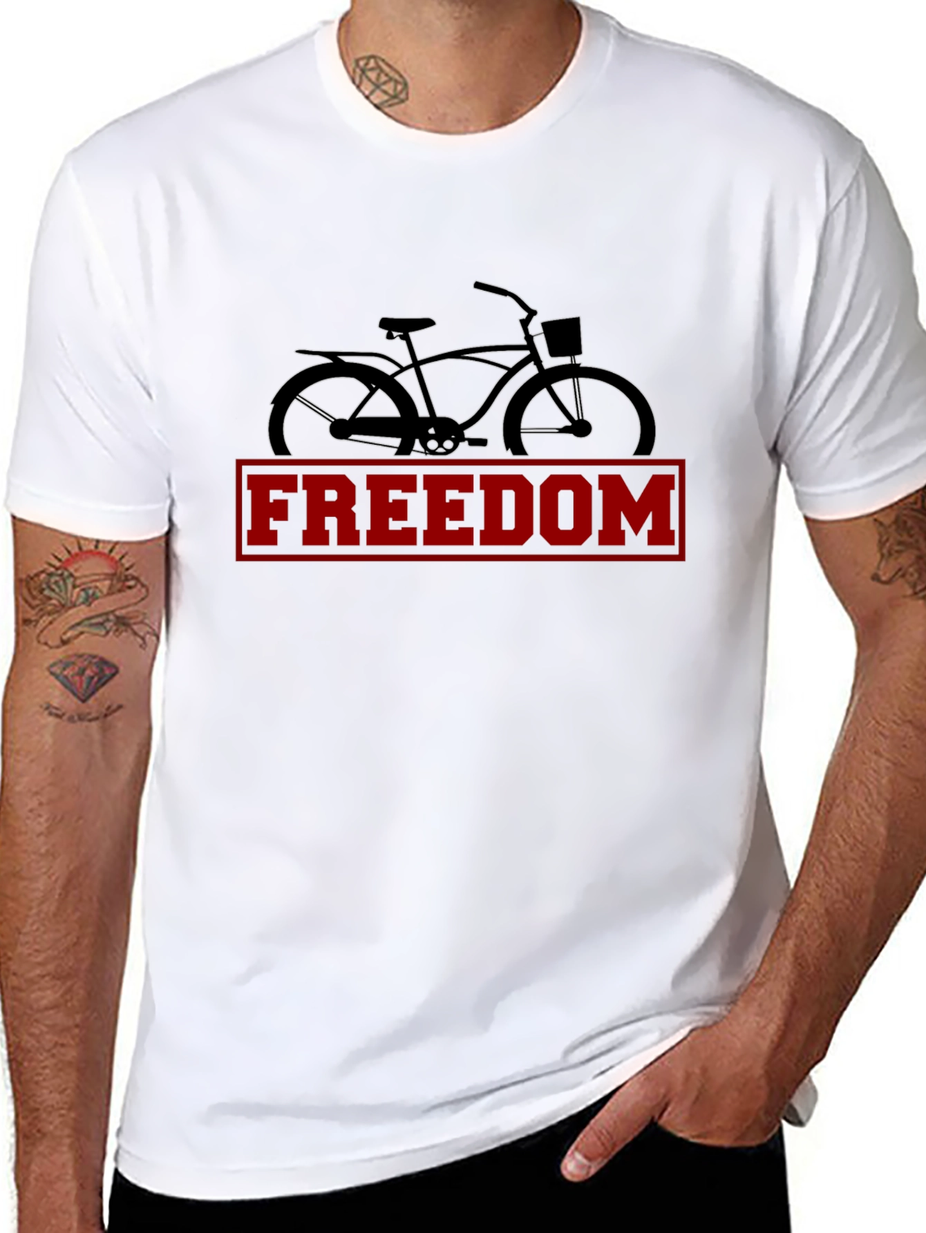 Freedom Bicycle Graphic Tee - Stylish Mens Black T-Shirt