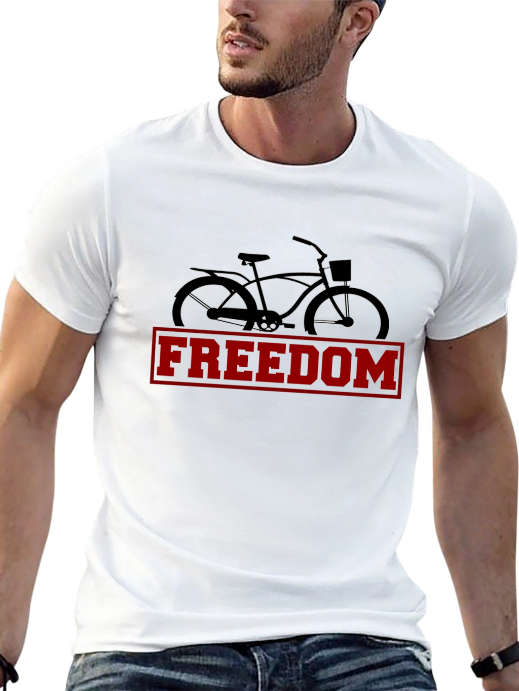 Freedom Bicycle Graphic Tee - Stylish Mens Black T-Shirt