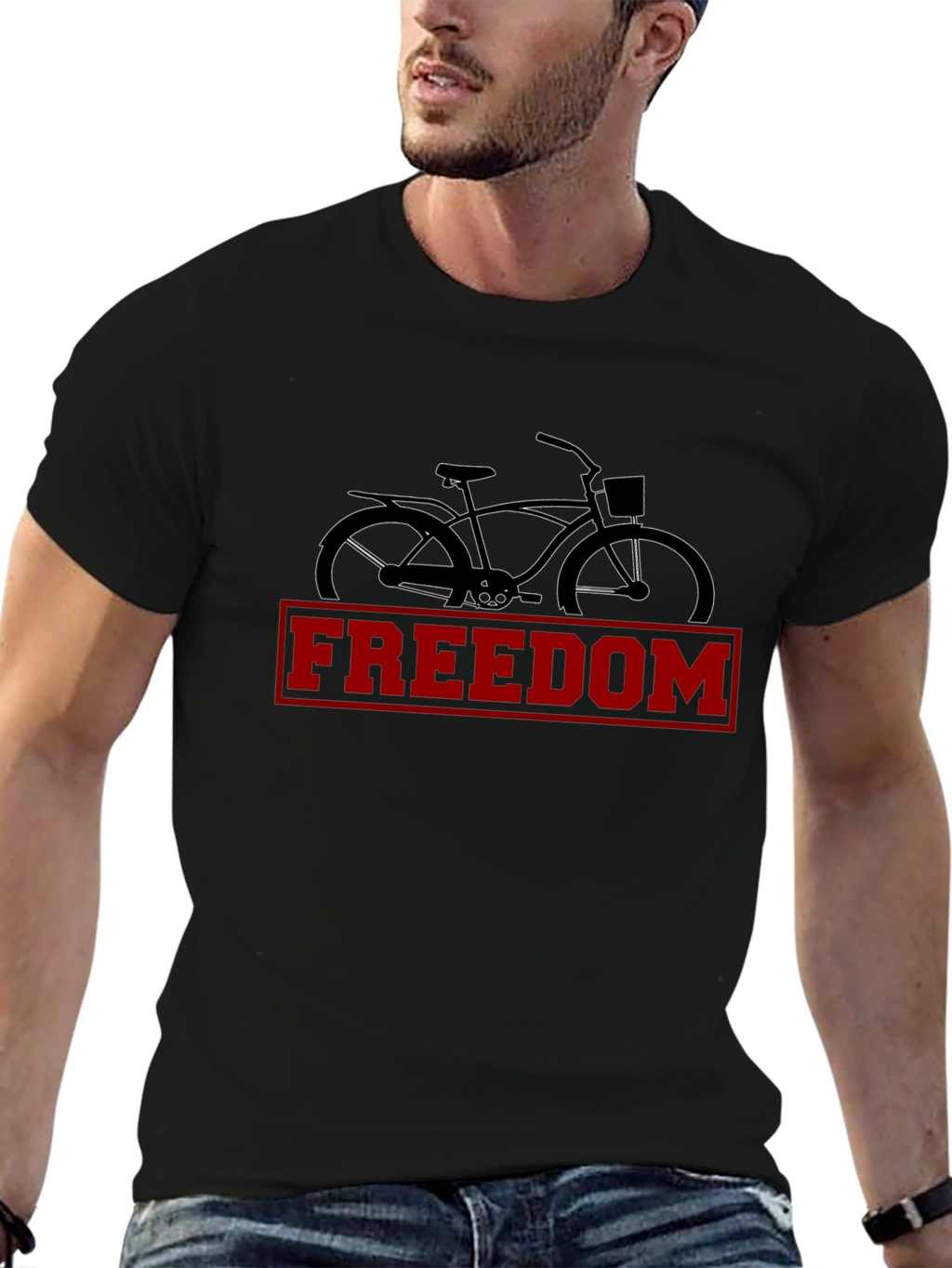 Freedom Bicycle Graphic Tee - Stylish Mens Black T-Shirt