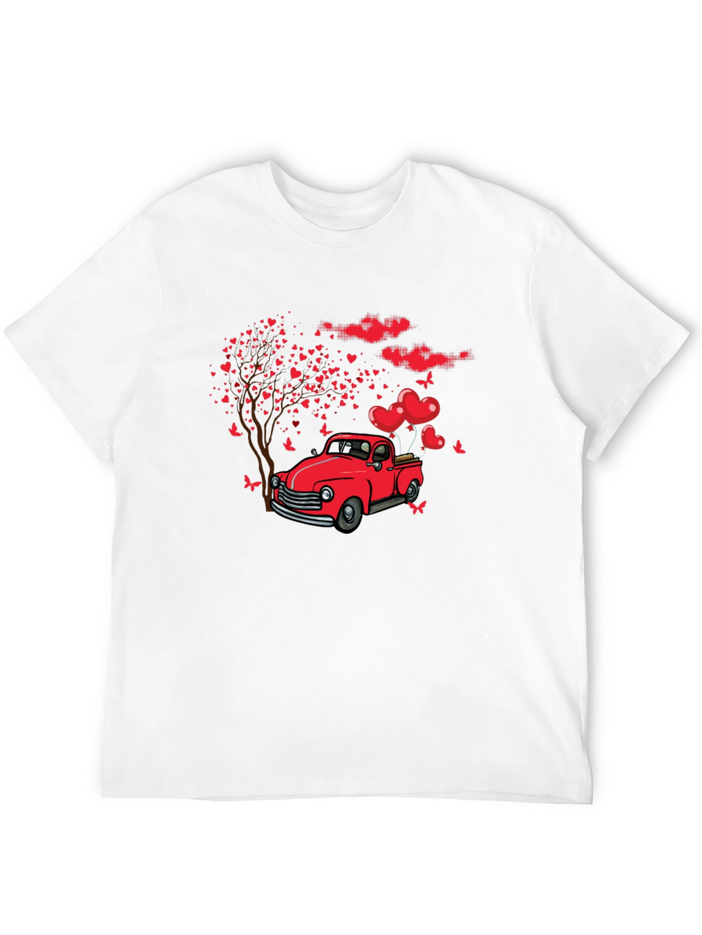 Romantic Red Truck Valentines Day T-Shirt