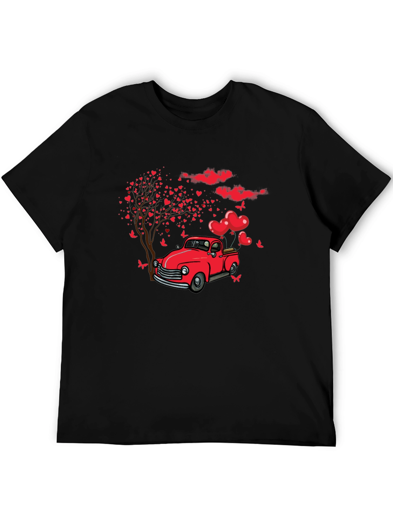 Romantic Red Truck Valentines Day T-Shirt