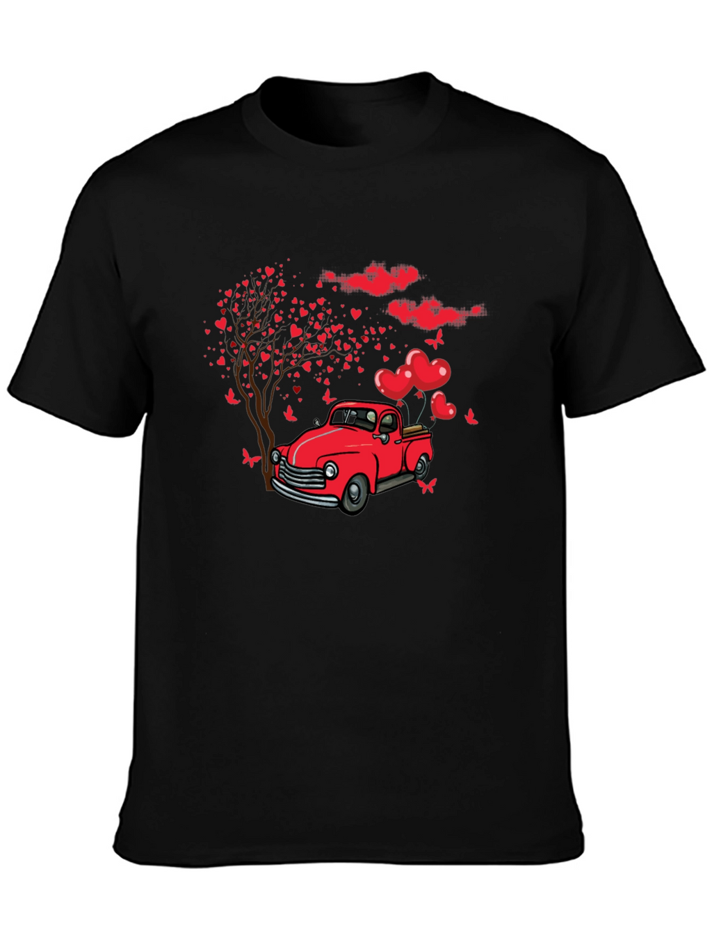 Romantic Red Truck Valentines Day T-Shirt