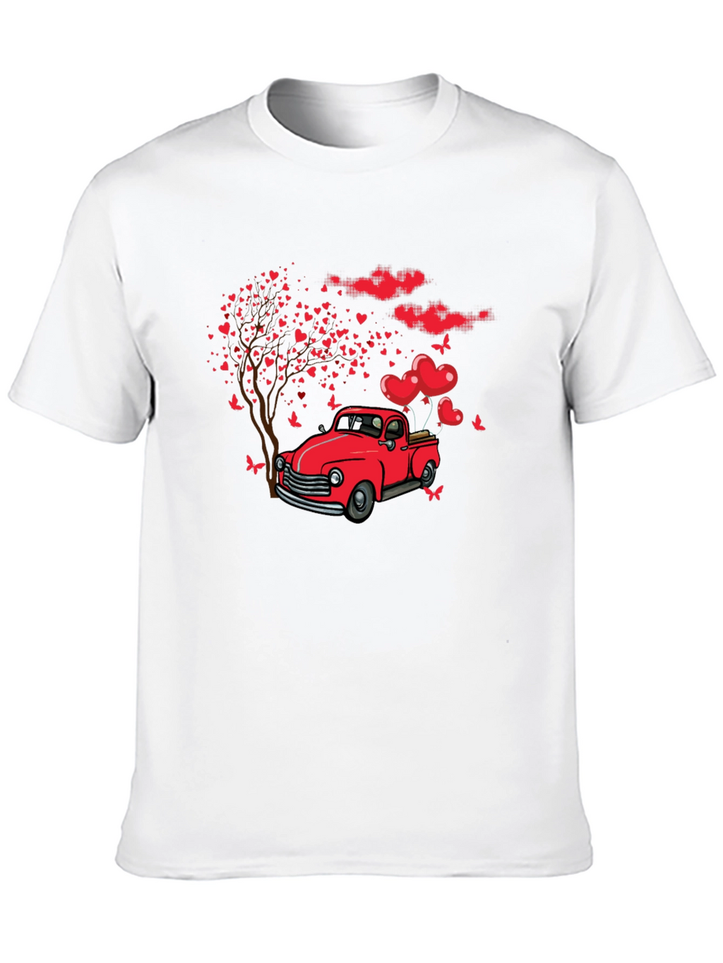 Romantic Red Truck Valentines Day T-Shirt