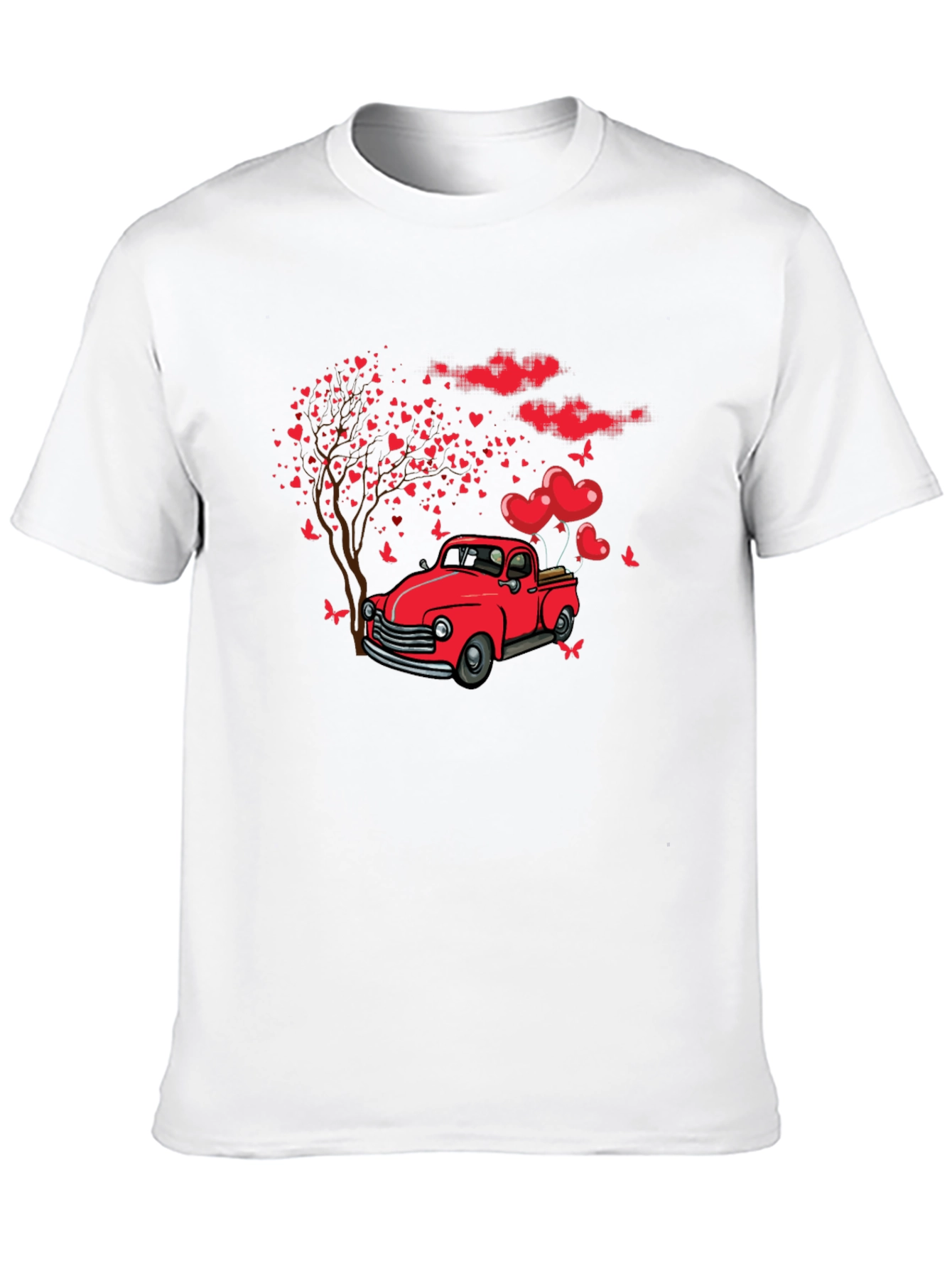 Romantic Red Truck Valentines Day T-Shirt