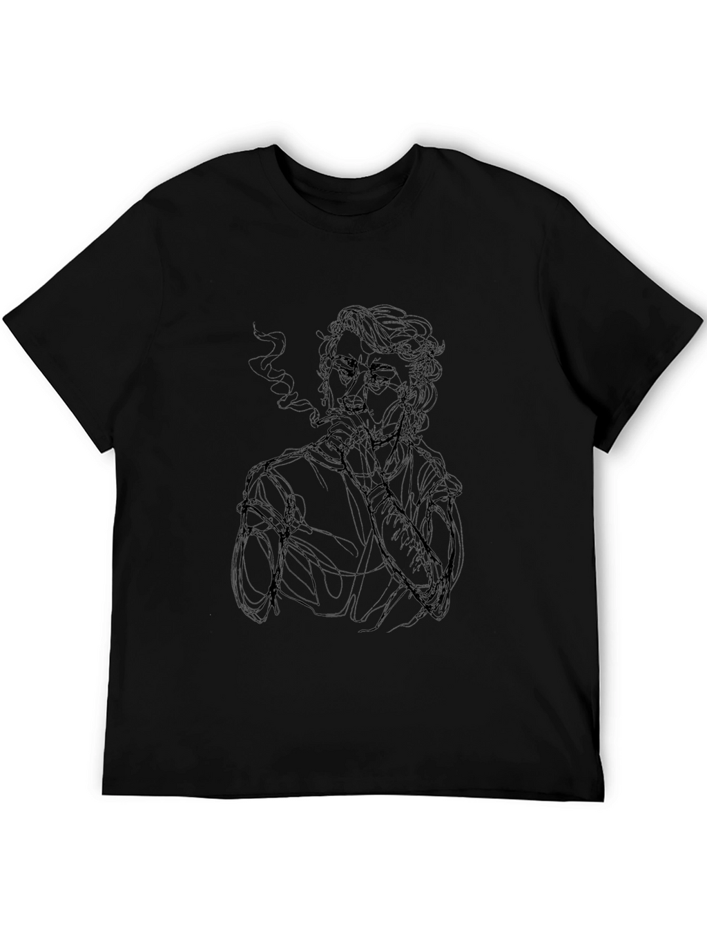 Smoking Silhouette Graphic Tee - Black T-Shirt