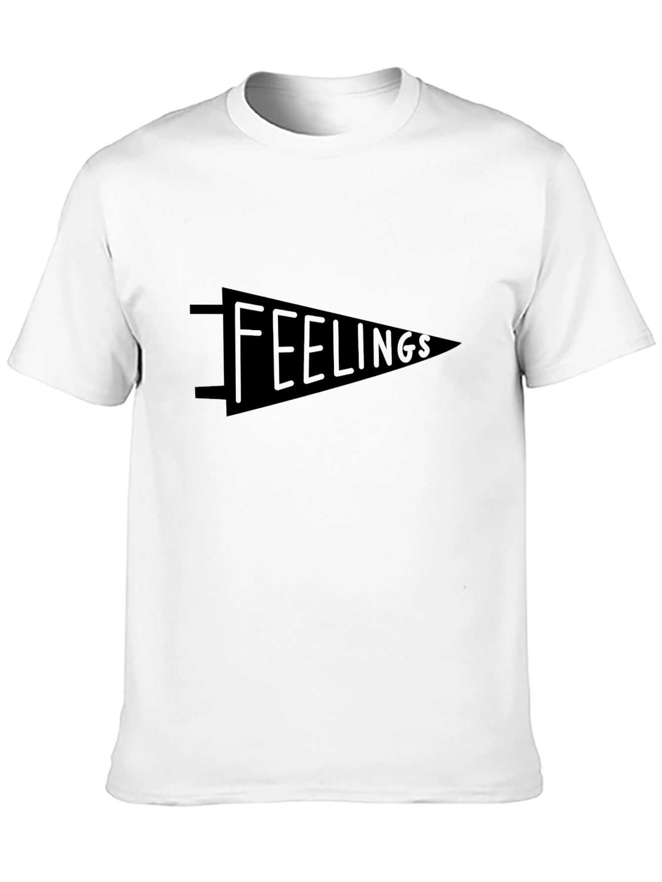 Feelings Pennant Graphic Tee - Soft Black T-Shirt