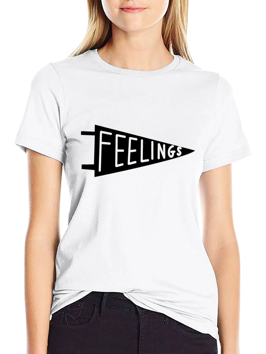 Feelings Pennant Graphic Tee - Soft Black T-Shirt