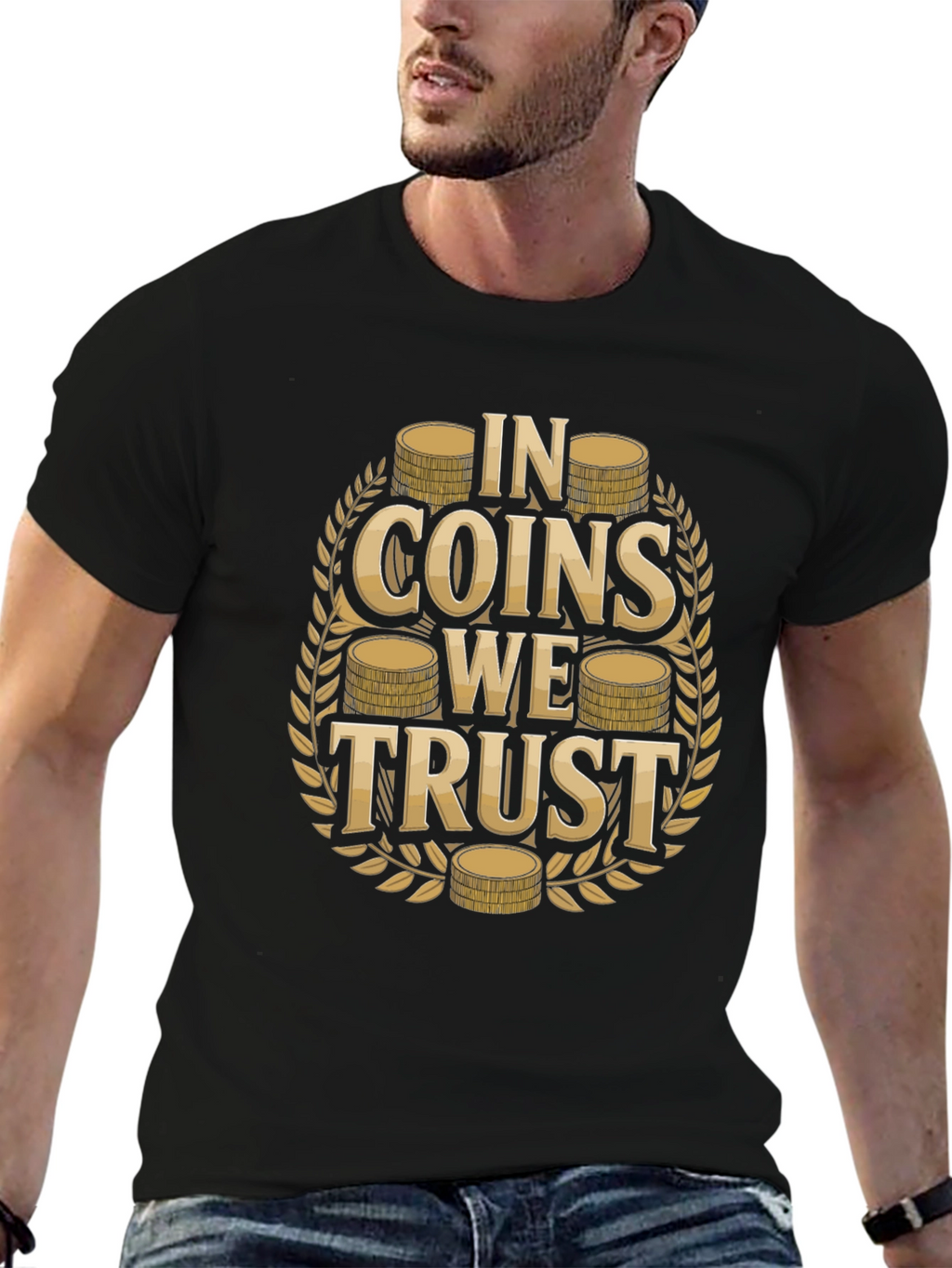In Coins We Trust Graphic Tee - Black Cotton
